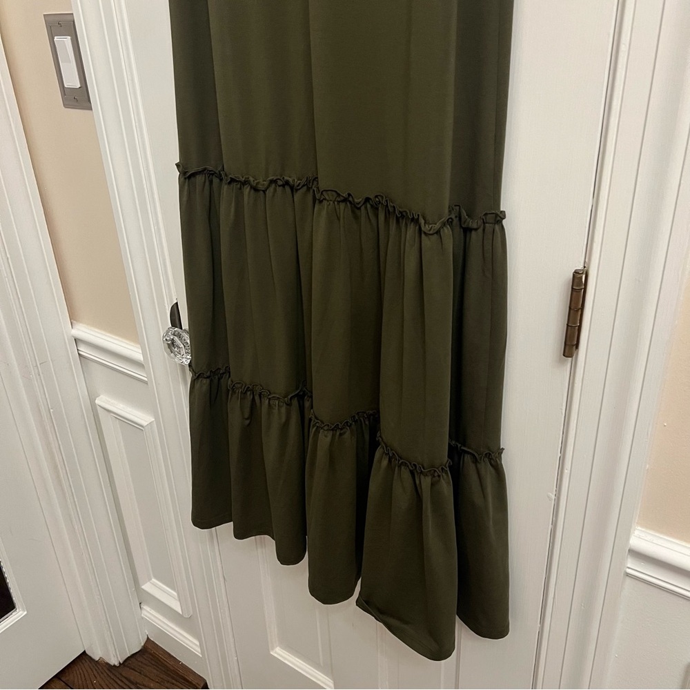 Soft Surroundings Sleeveless Tiered Maxi Dress Green Medium Boho Cottagecore - Picture 9 of 16